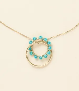 Jatasya Beaded Hoop Pendant Necklace - Turquoise, Gold