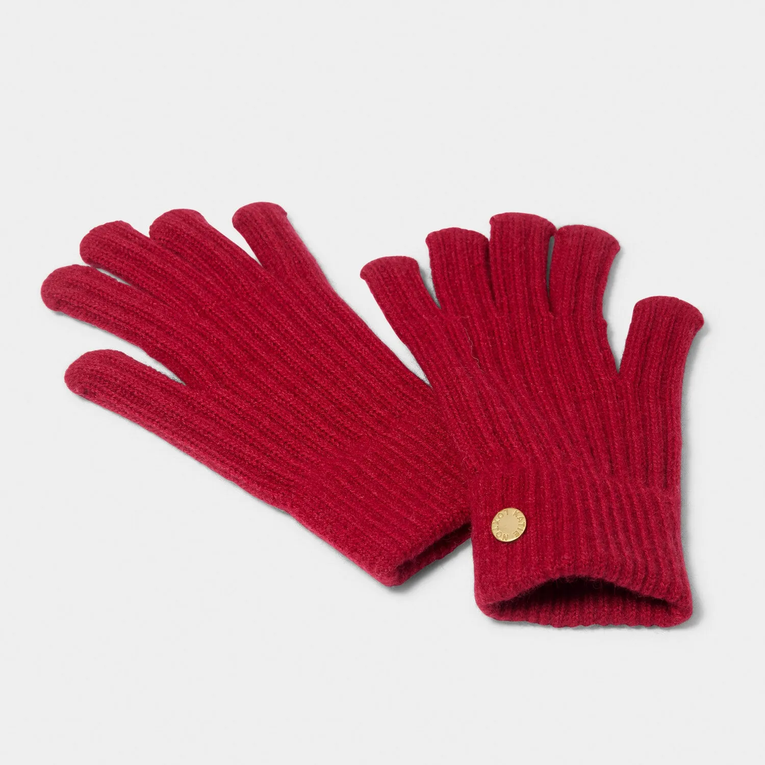 Katie Loxton 24cm Garnet Red Knitted Gloves