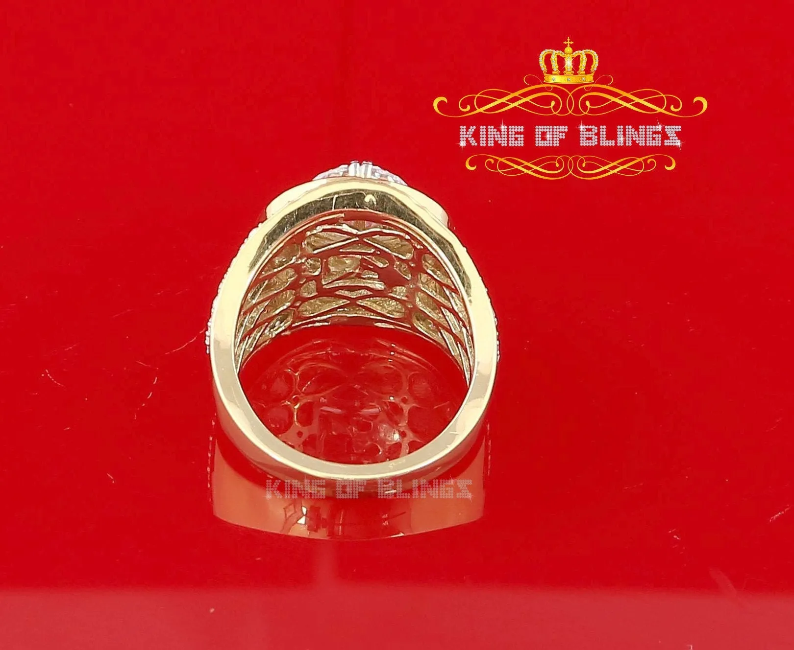 King Of Bling's 925 Silver Sterling Yellow 9.25ct Cubic Zirconia Cocktail Men's Ring Size 10.5