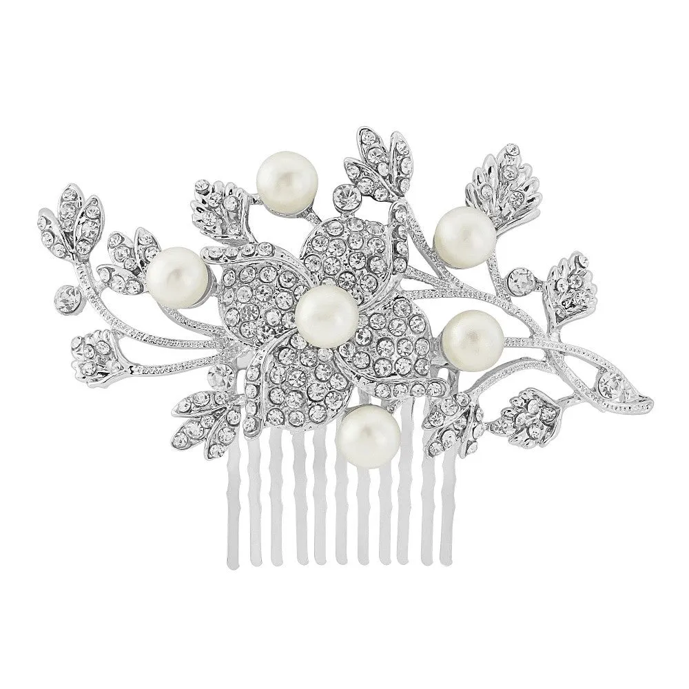 Kiri Crystal and Pearl Hair Comb