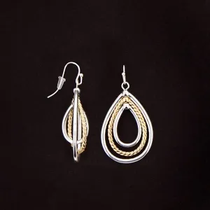 Ladies Two Tone Teardrop Earrings