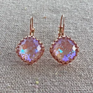 Large Cushion Crown Dangling Earrings