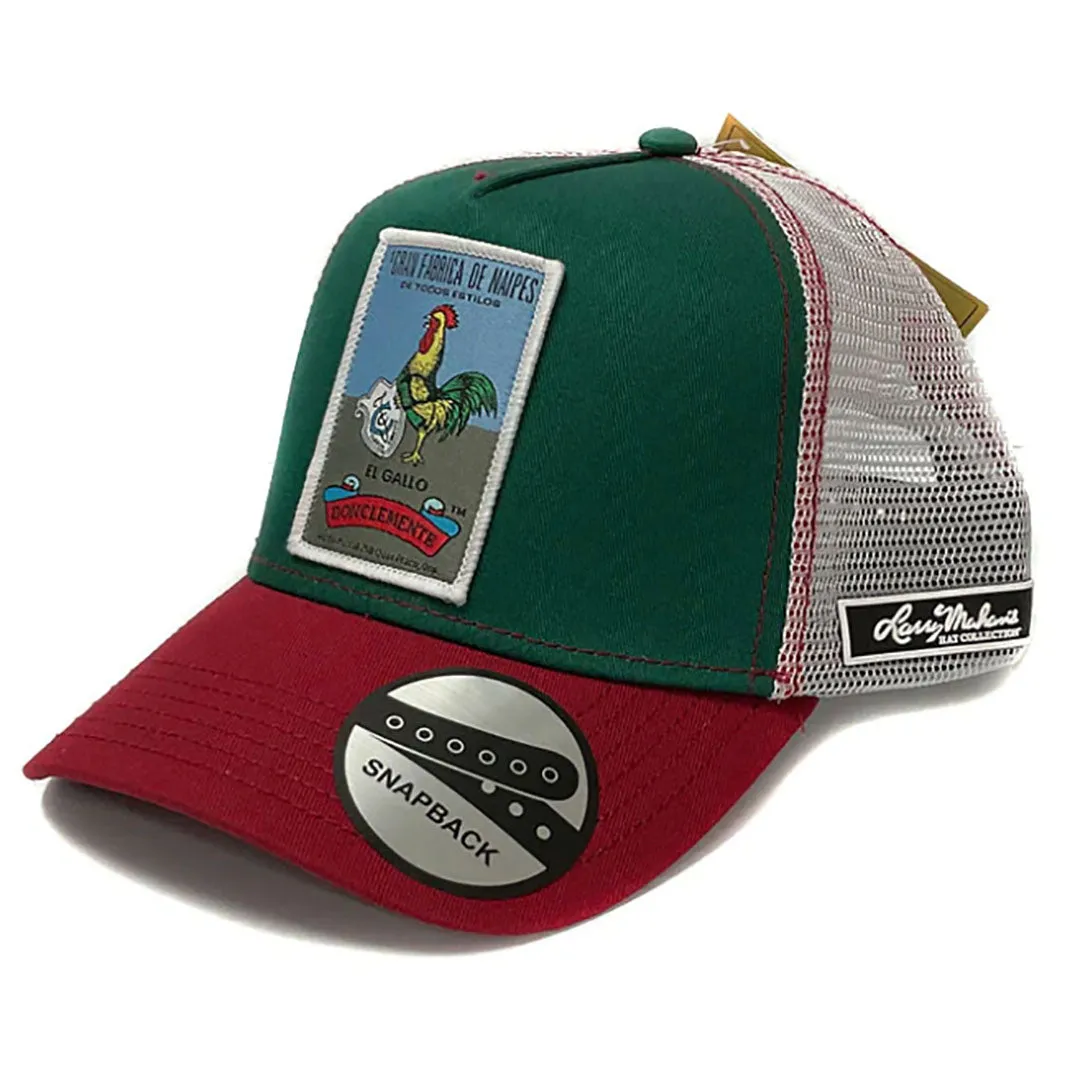 Larry Mahan Loteria El Gallo Green/Red White Mesh Trucker Hat