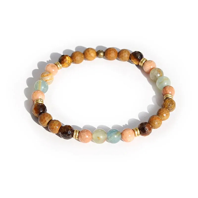 Lemurian Aquatine and Tiger's Eye Bracelet