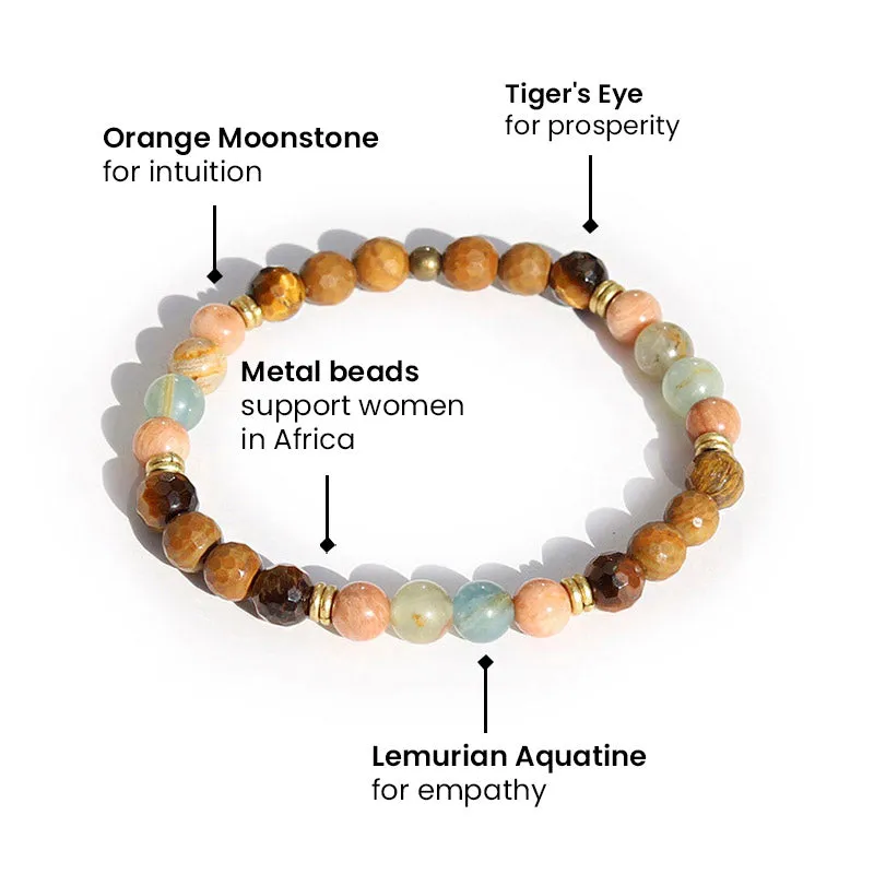 Lemurian Aquatine and Tiger's Eye Bracelet