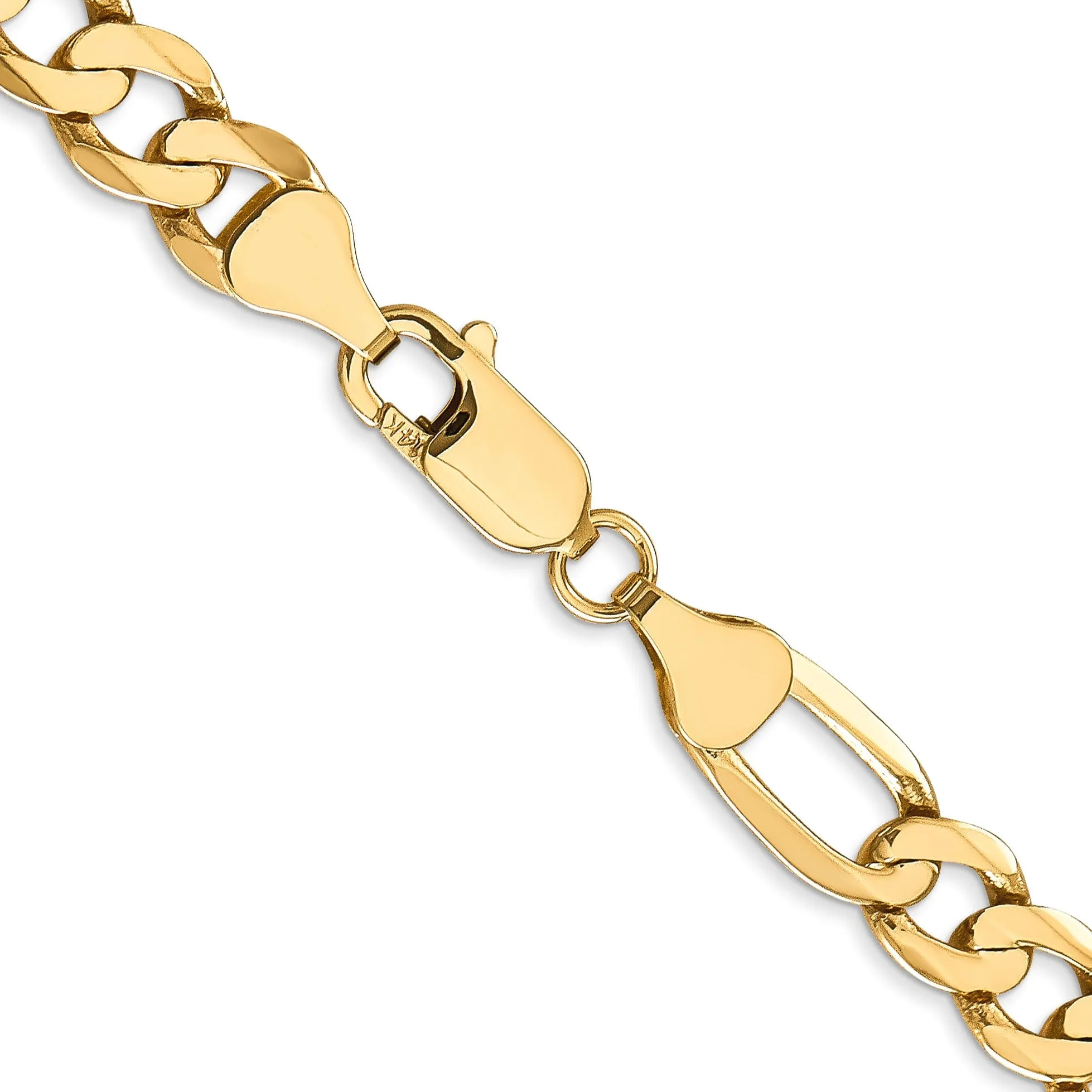 Leslie 14k Yellow Gold 7.0mm Flat Figaro Bracelet