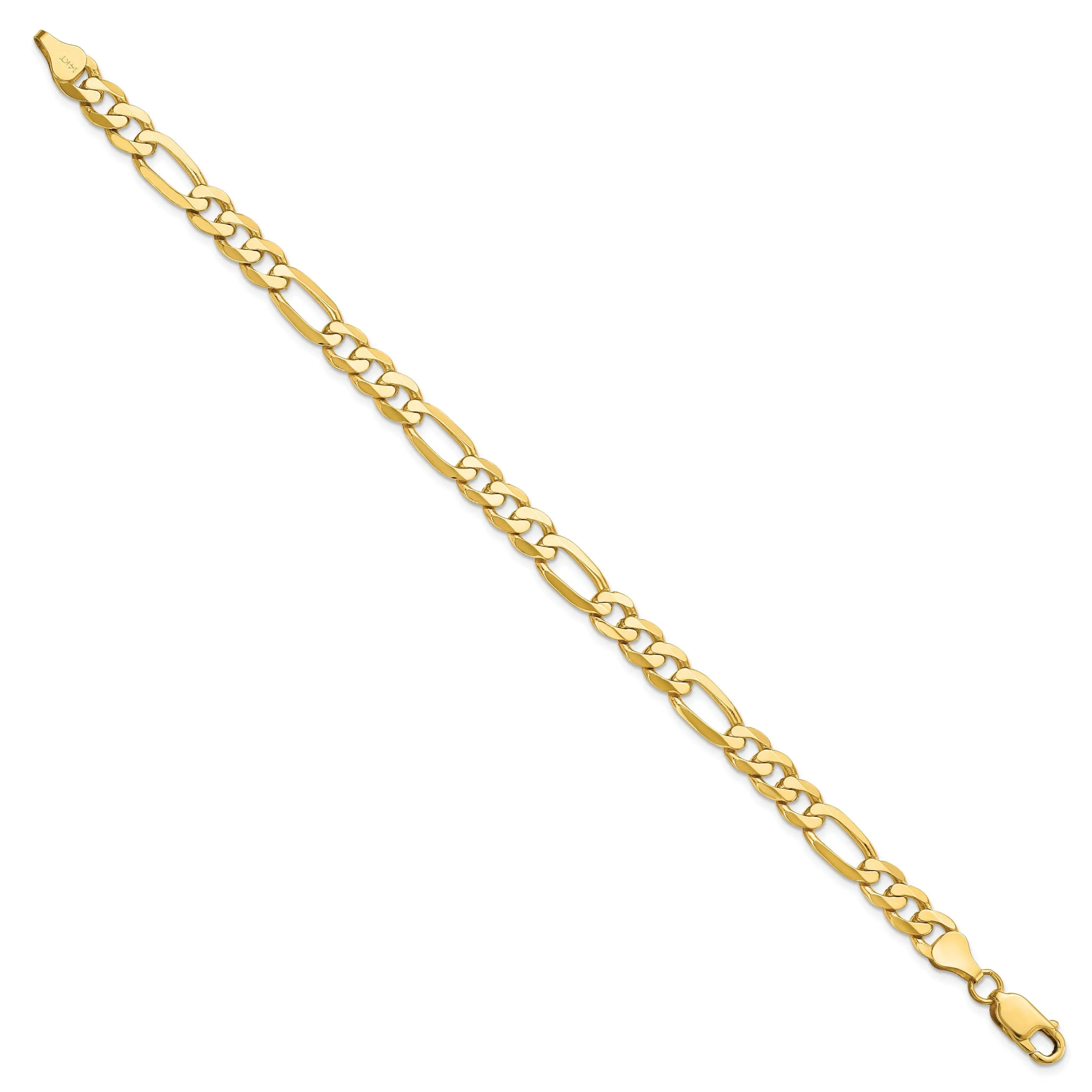 Leslie 14k Yellow Gold 7.0mm Flat Figaro Bracelet