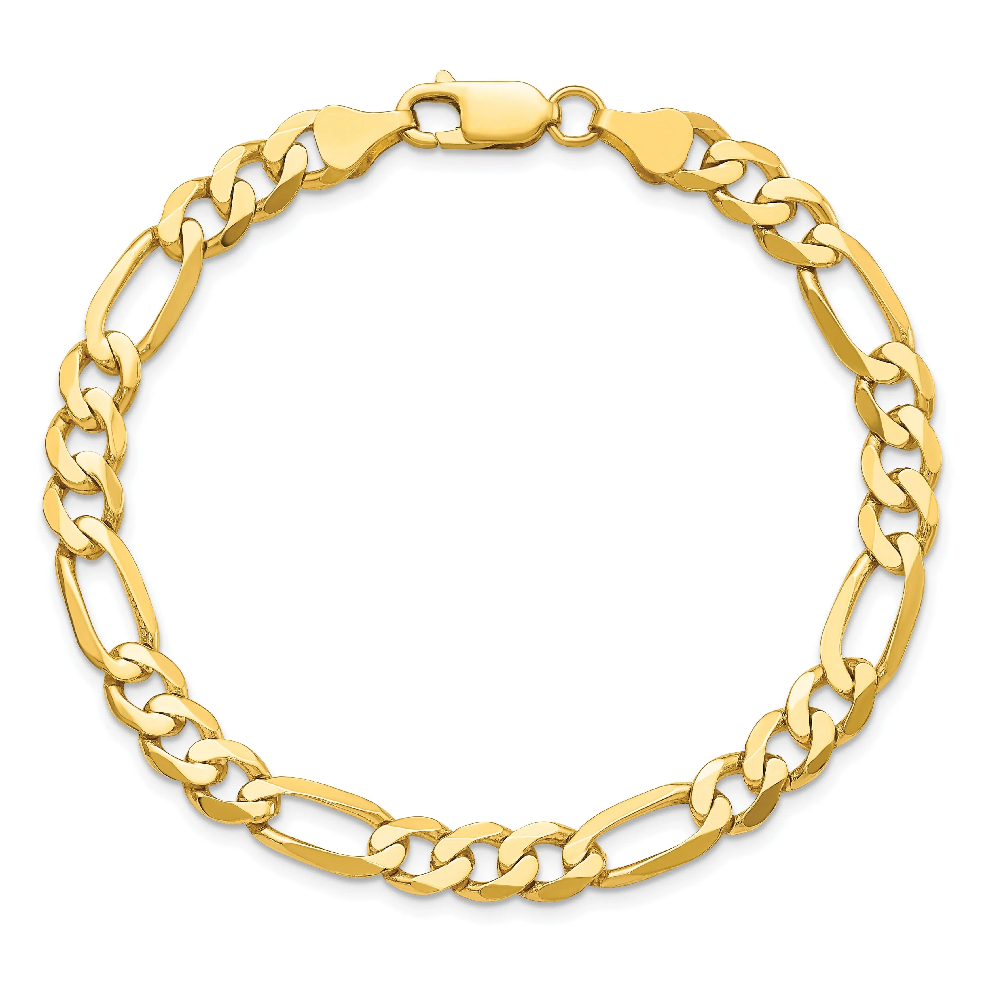 Leslie 14k Yellow Gold 7.0mm Flat Figaro Bracelet