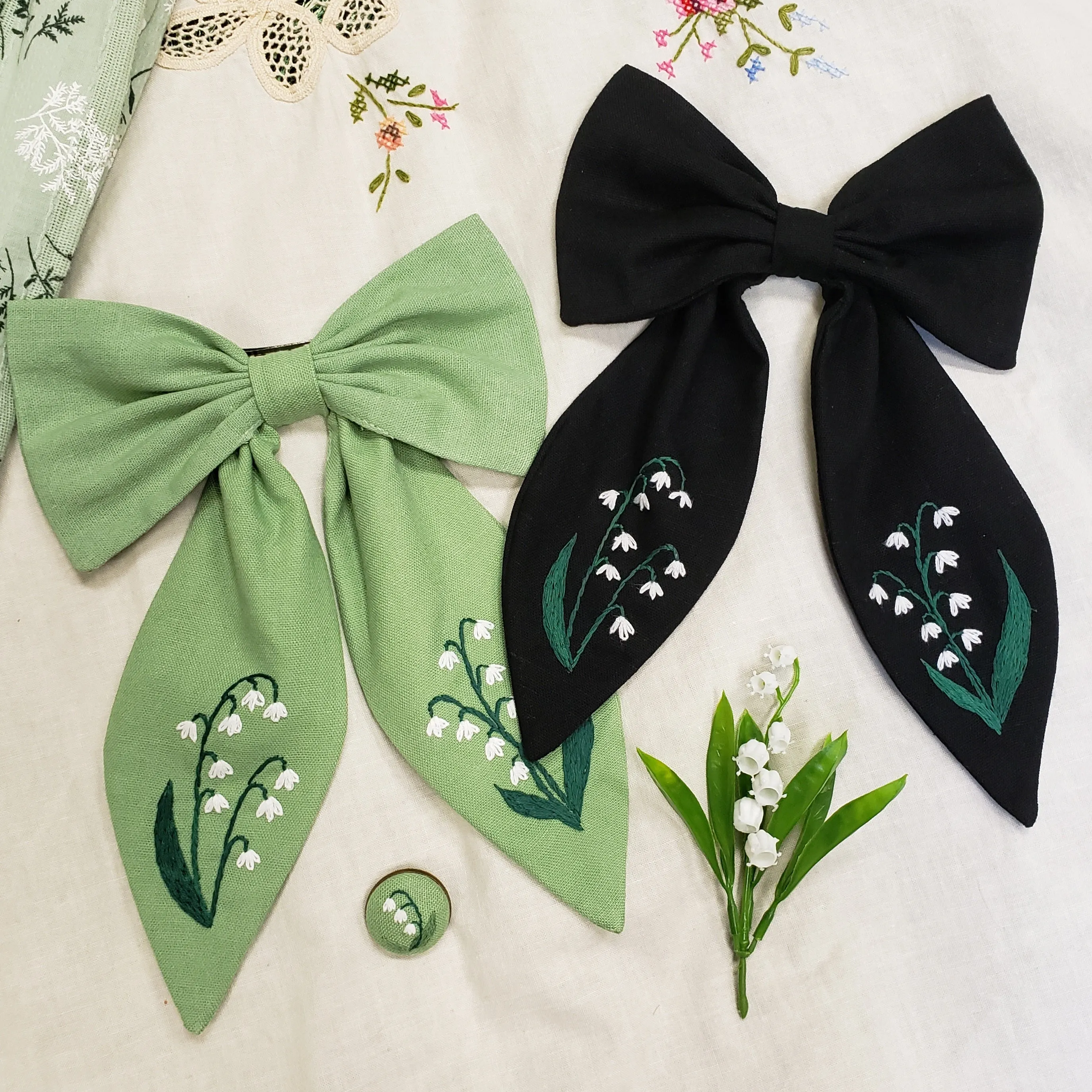 Lily of the Valley Hair Bow