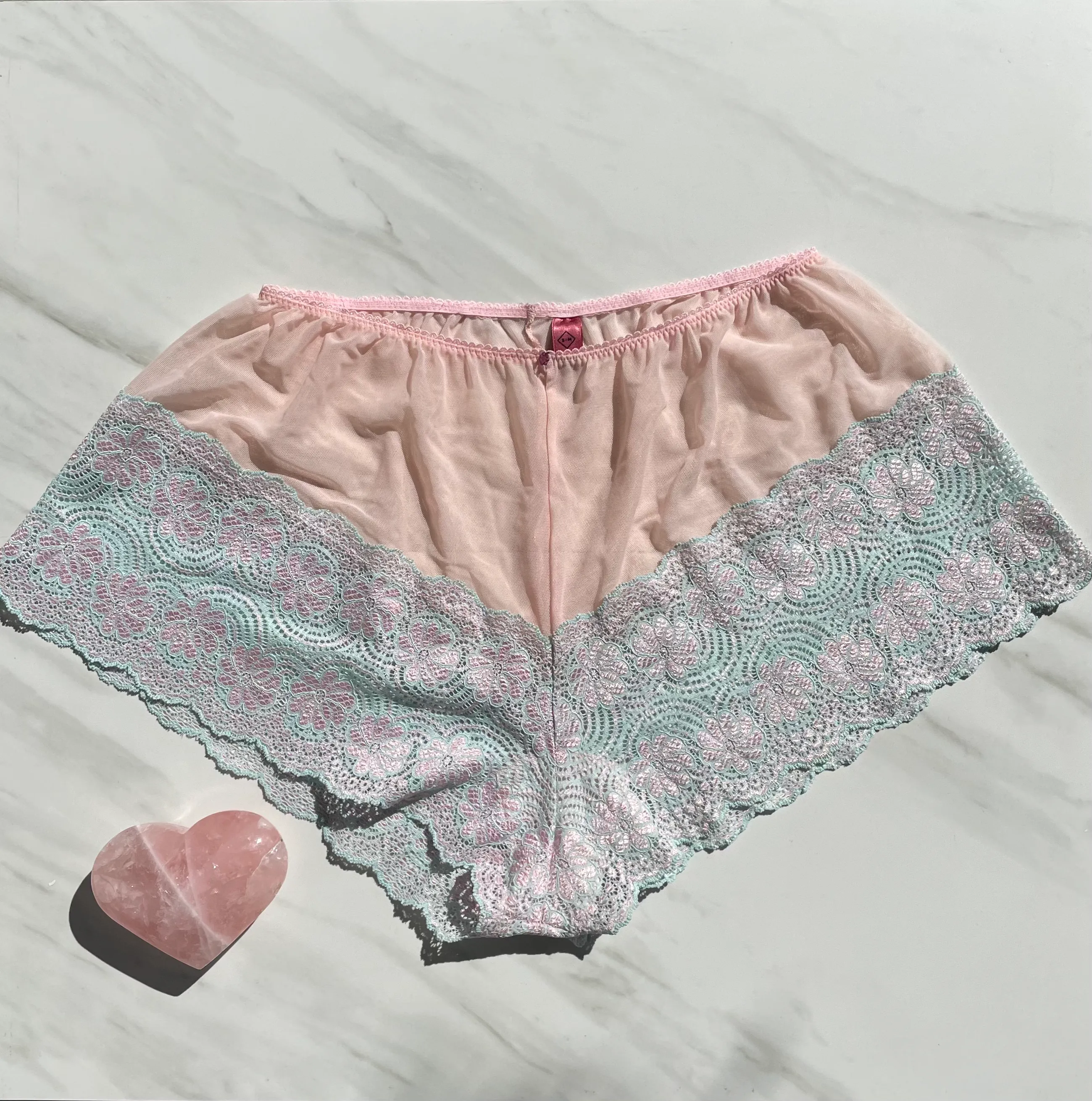 Limited Edition Goddess Alice Pink Columbian Lace with Ruby Gem Embellishment Underwear by Tarantula for Sacred Light