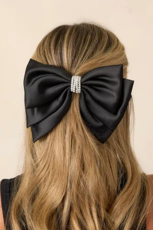 Lost In Translation Black Satin Clip In Bow