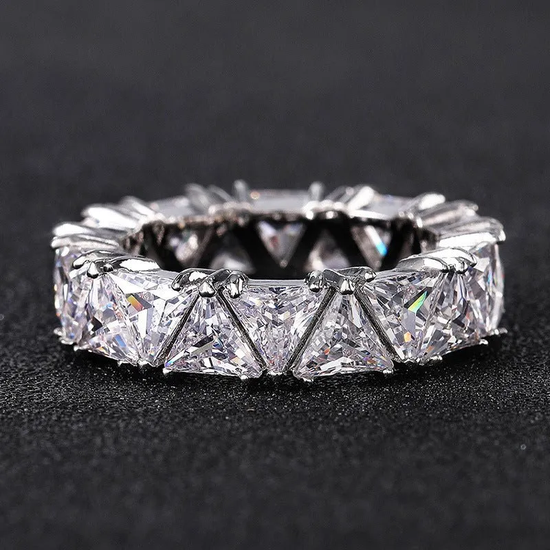 MAC161 Full-Circle Single-Row Triangular Zircon Ring