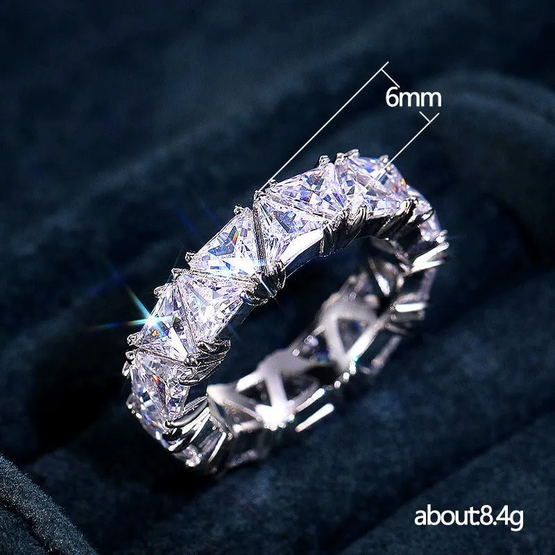 MAC161 Full-Circle Single-Row Triangular Zircon Ring