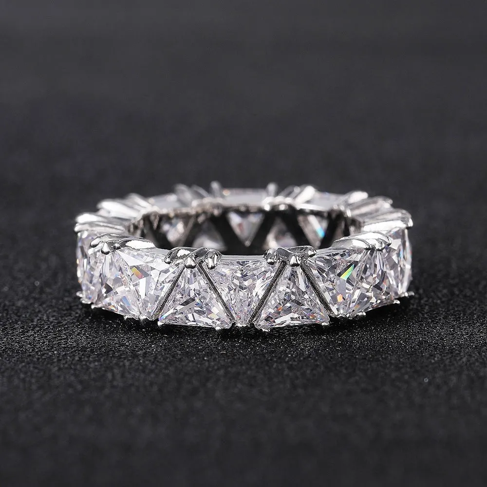 MAC161 Full-Circle Single-Row Triangular Zircon Ring