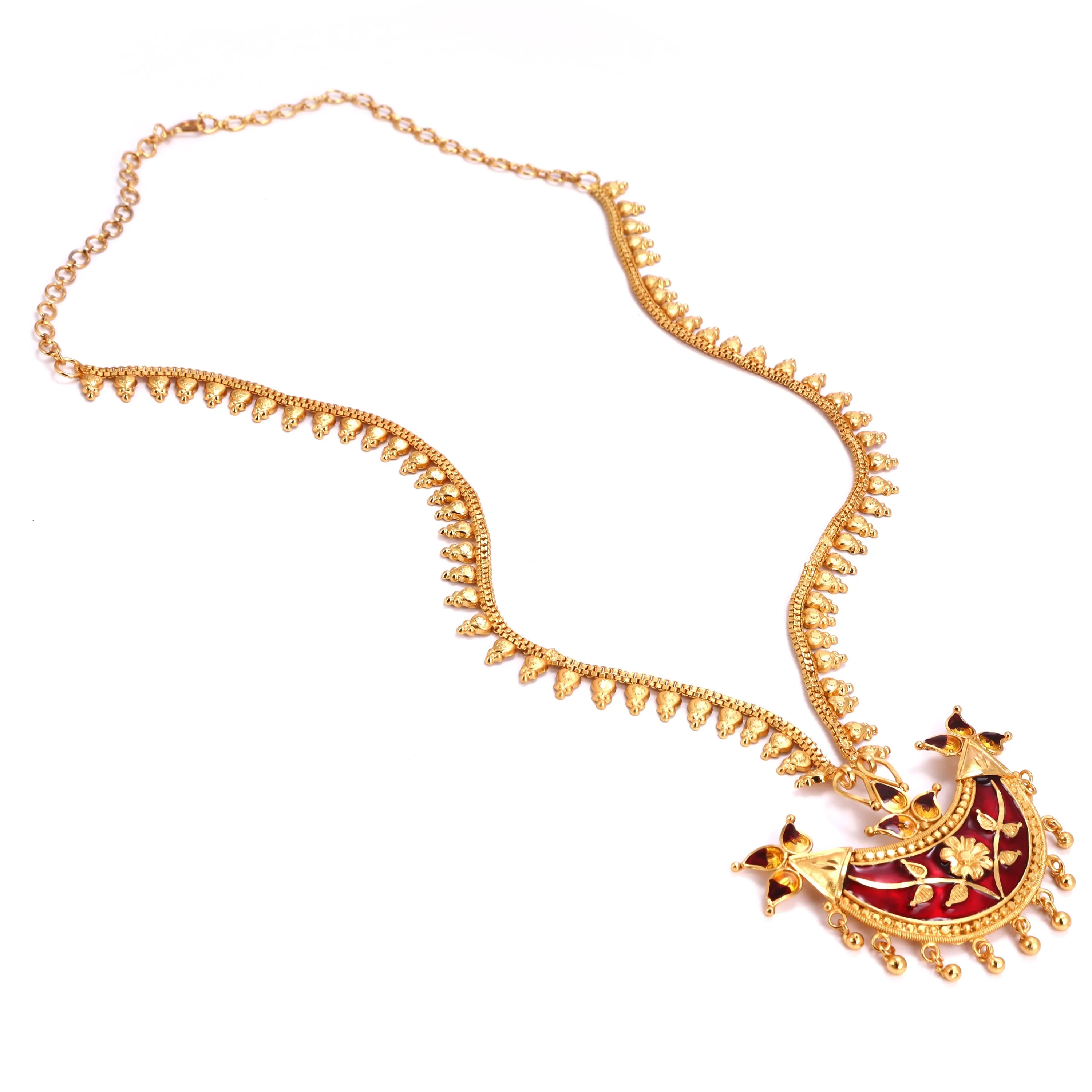 Manipuri Design Chain Locket Necklace set