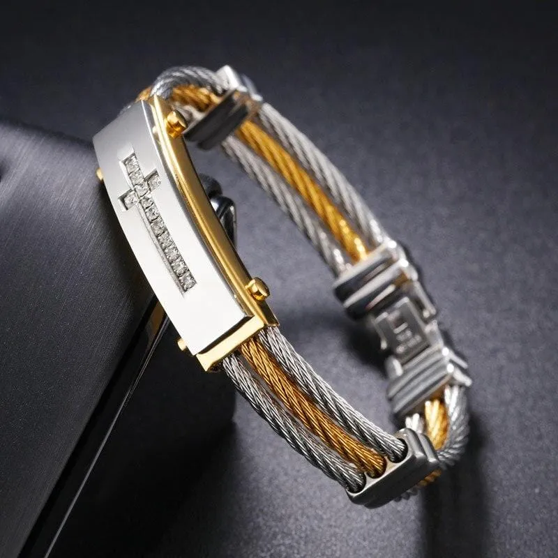 Men's Cross Bracelet <br> Luxurious