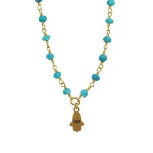 Michal Golan Petite Turquoise Hamsa Necklace