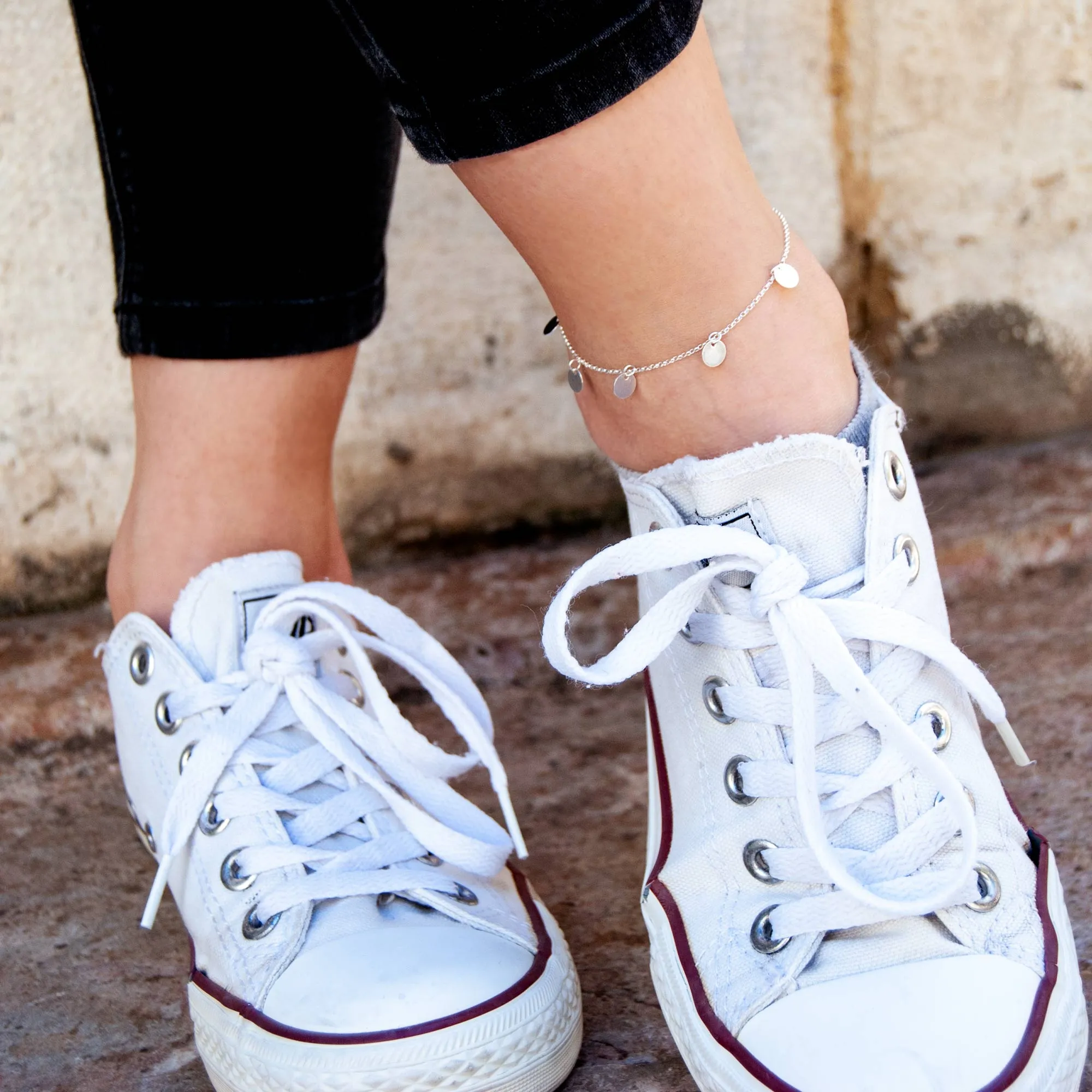 Mini Moons Silver Anklet