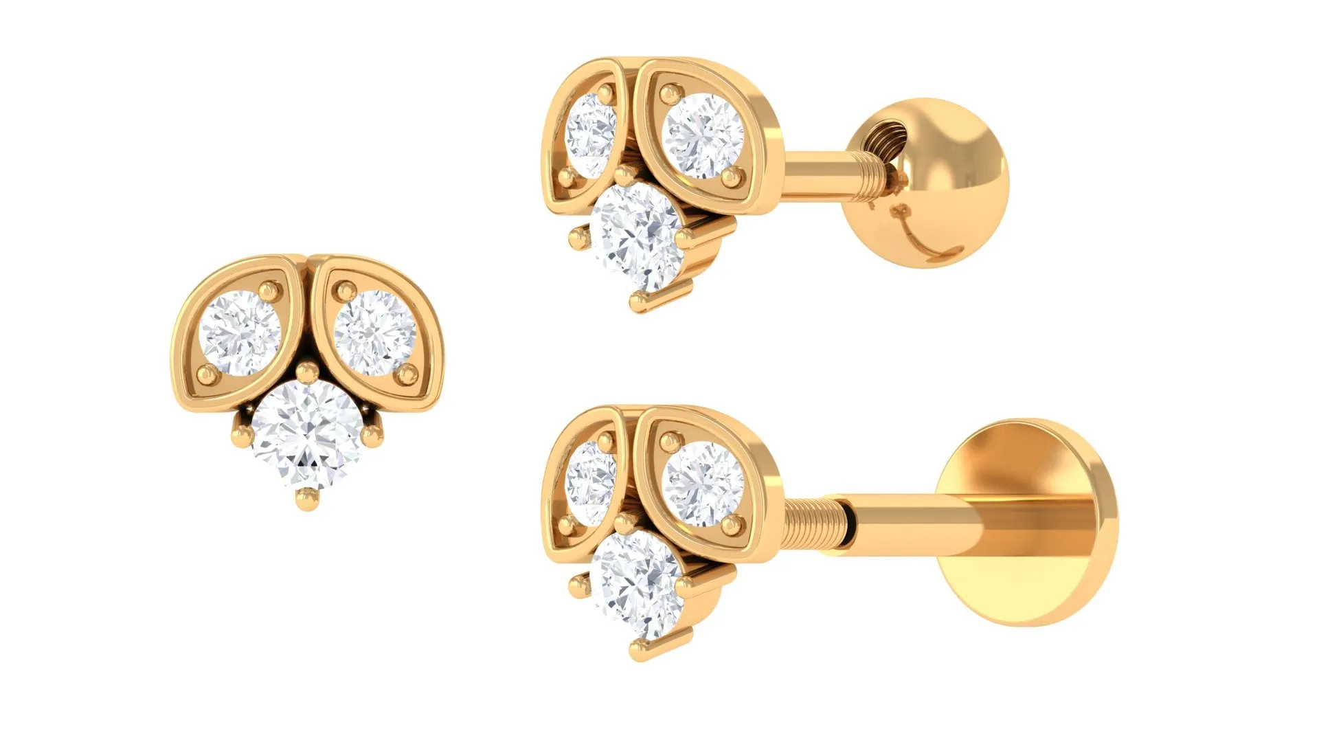 Minimalist Round Diamond Tragus Earring in Gold