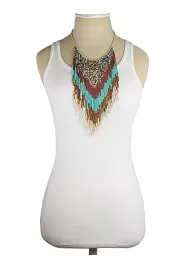 Native American Beaded Fringe Long Necklace