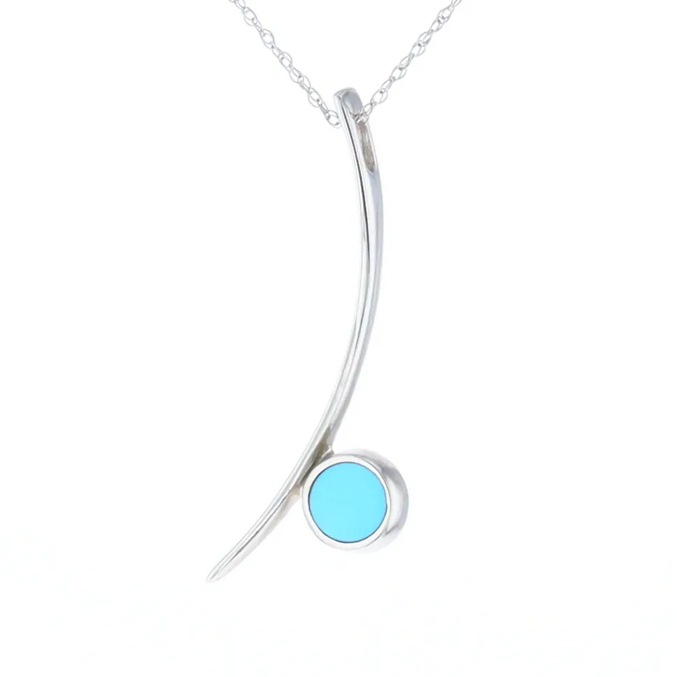 Natural Sleeping Beauty Turquoise Pendant Curved Bar Round Inlaid