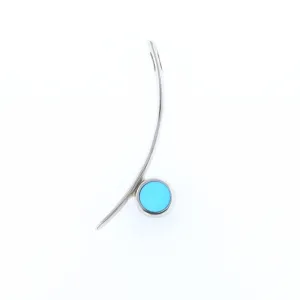 Natural Sleeping Beauty Turquoise Pendant Curved Bar Round Inlaid