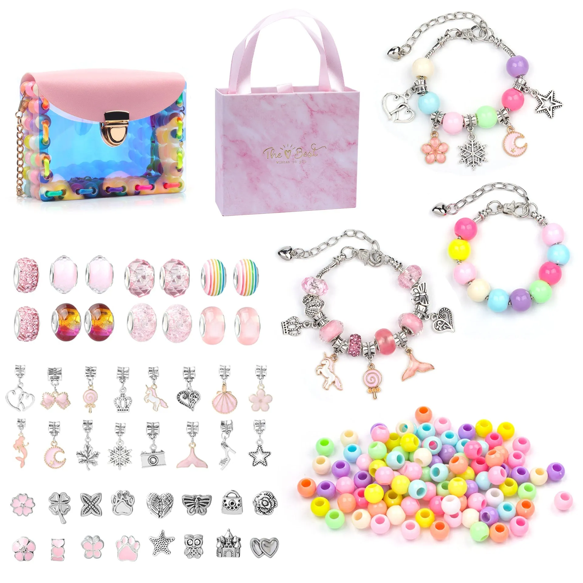 New Children's DIY Handmade Bracelet 158PCs Colorful Beaded Sequins Jewelry Storage Bag