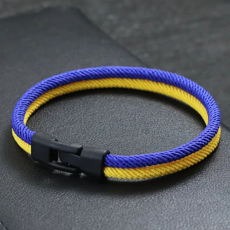 Noter Bicolor Rope Bracelet Men Ukraine Braclet In Blue Yellow Viking Bangle Pulseira Masculino Cool Biker Accessoriess Hombre