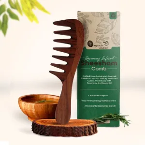 Organic B Wide Tooth Rosewood Comb | Rosewood Hair Comb for Women & Men | Hair Growth | Anti Dandruff | Detangling Comb Pack of 1