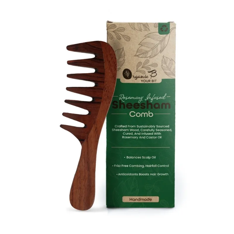 Organic B Wide Tooth Rosewood Comb | Rosewood Hair Comb for Women & Men | Hair Growth | Anti Dandruff | Detangling Comb Pack of 1