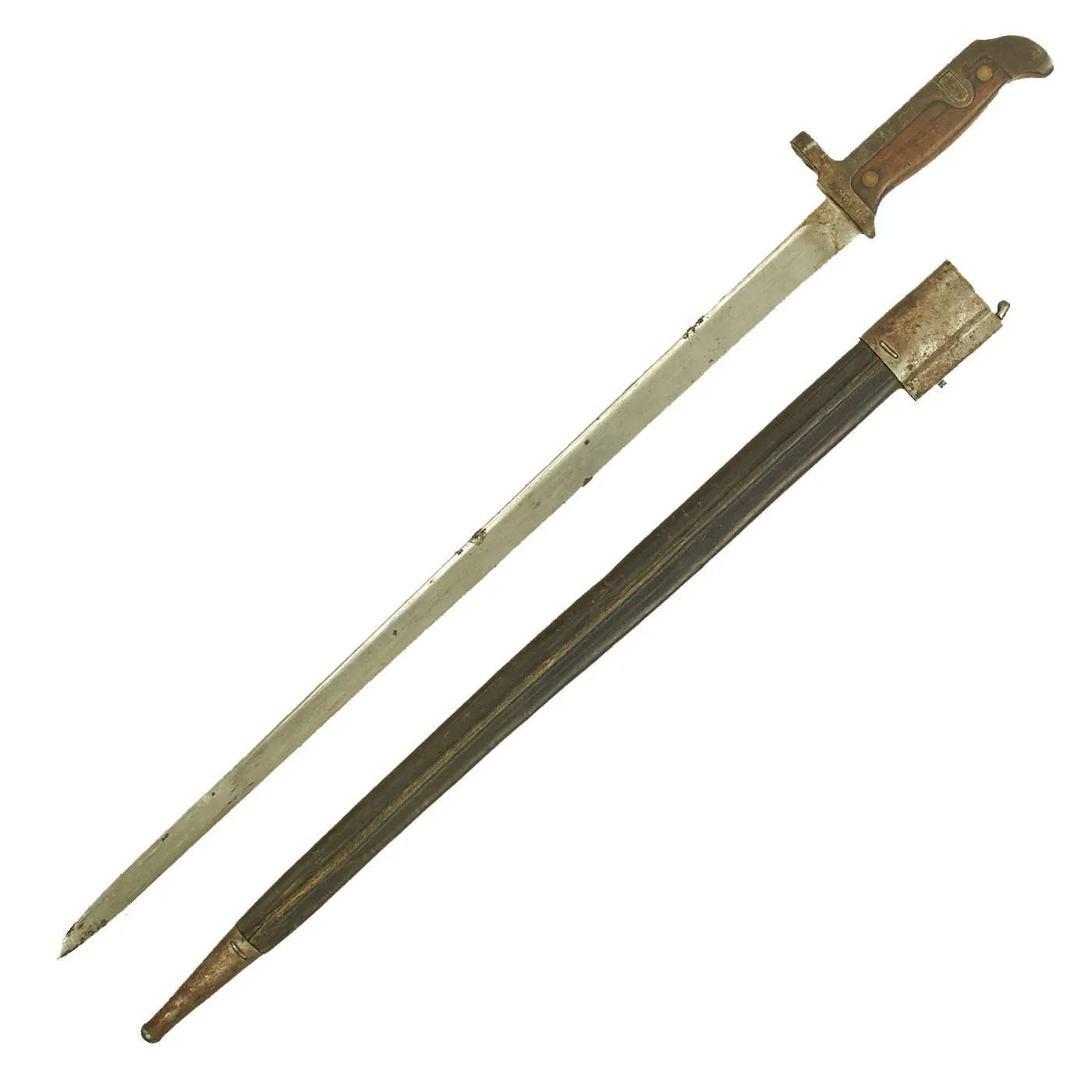 Original Danish Krag–Jørgensen M1915 T-Back Bayonet for Gevær M/89 Rifle with Scabbard - dated 1919