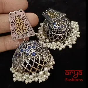 Oxidized Silver Tribal Earrings/Ethnic Jhumka/German Silver Jhumka with Pearl Drops