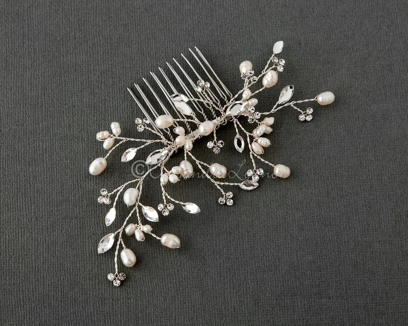 Pearl Bridal Hair Comb in Silver