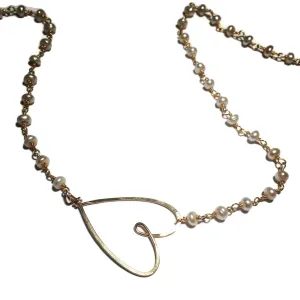 Pearl Sideways Heart Necklace