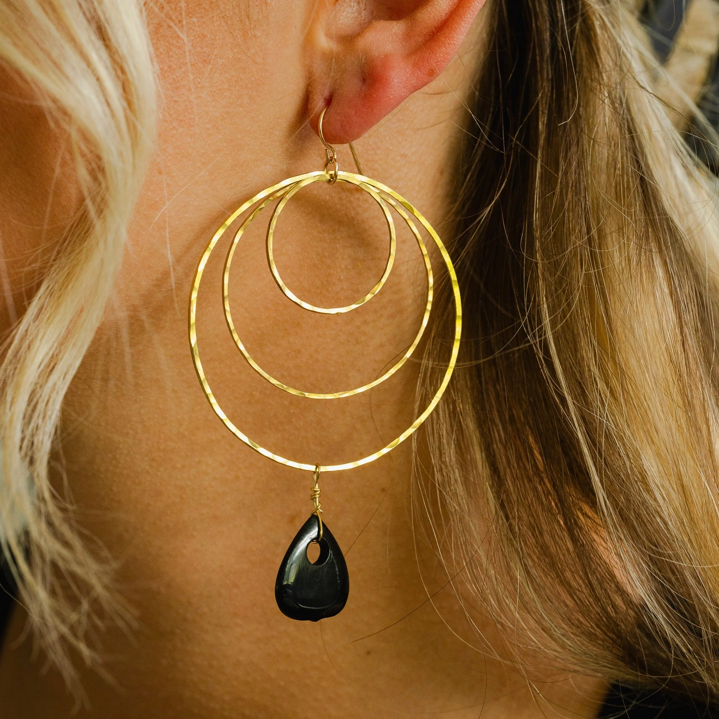 Planchette Drop  Hoop Earrings