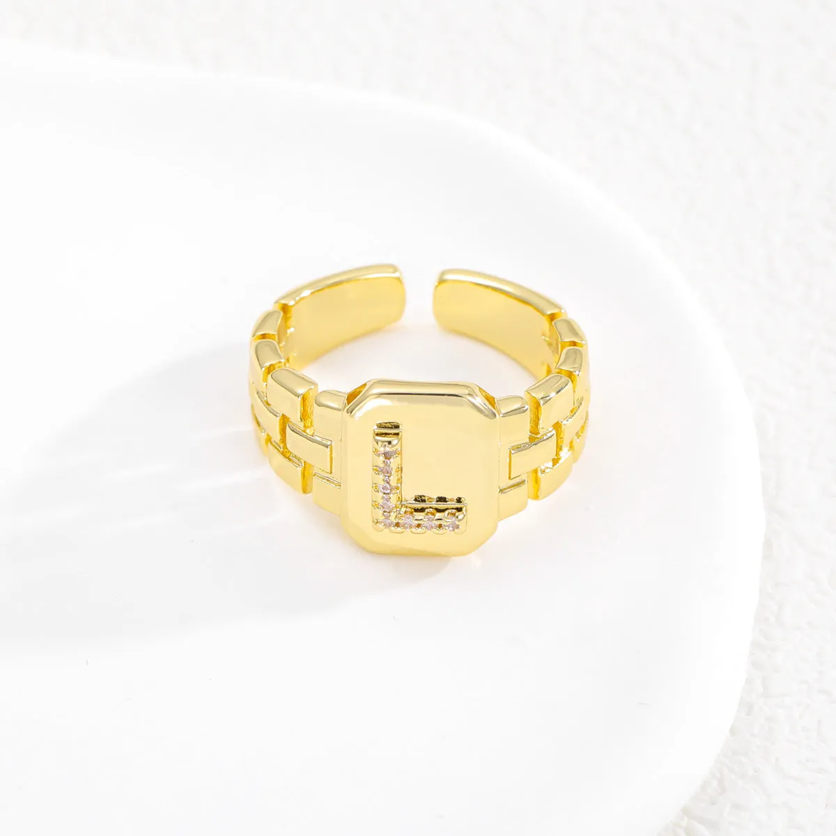 Pre Order:  Letter Series Strap Design Open Ring