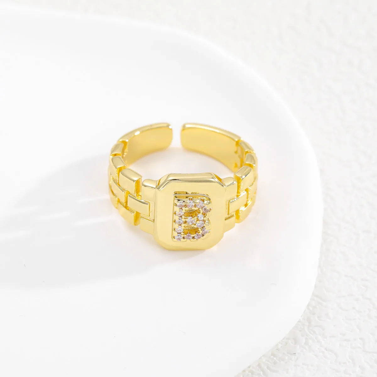 Pre Order:  Letter Series Strap Design Open Ring