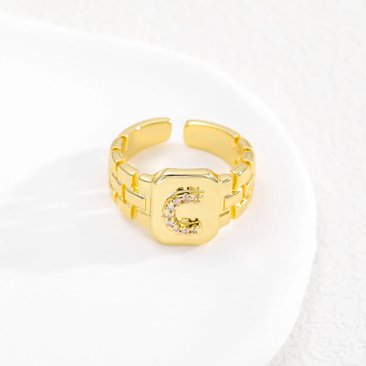 Pre Order:  Letter Series Strap Design Open Ring