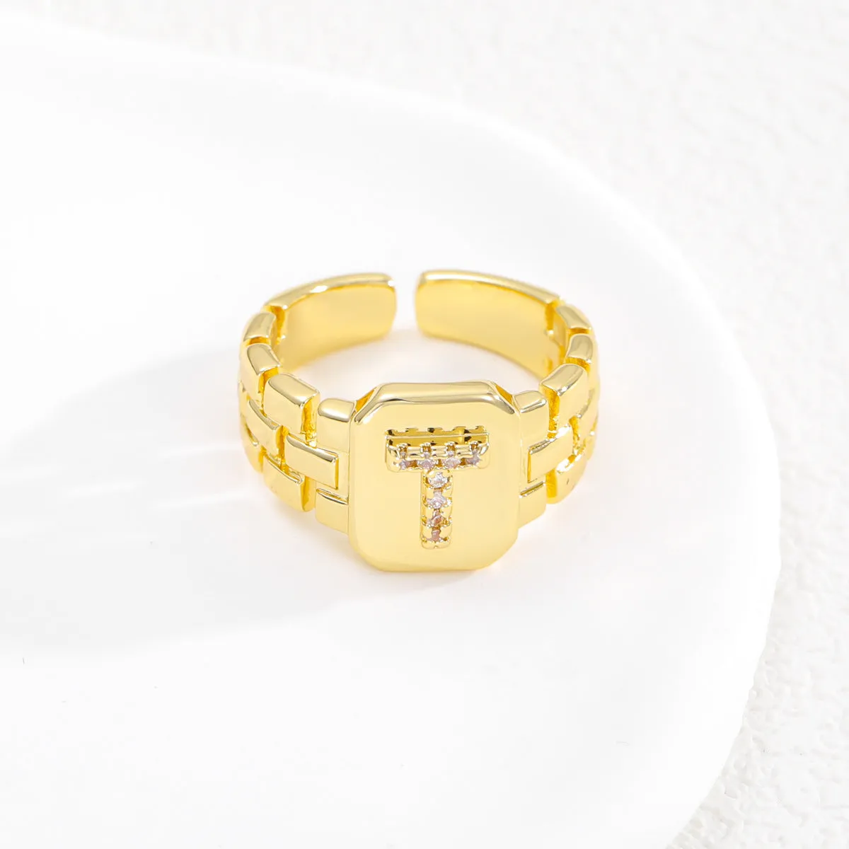 Pre Order:  Letter Series Strap Design Open Ring