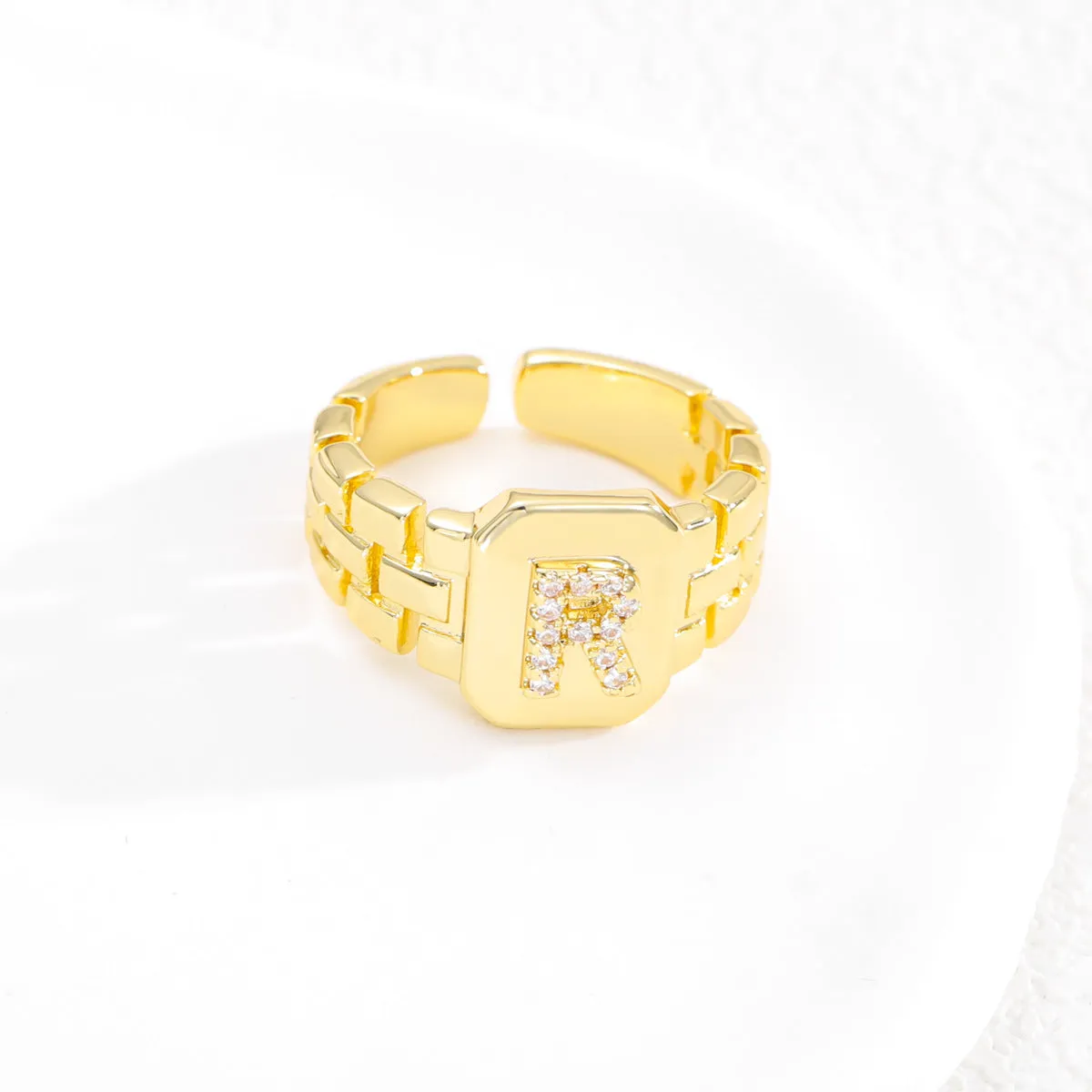 Pre Order:  Letter Series Strap Design Open Ring