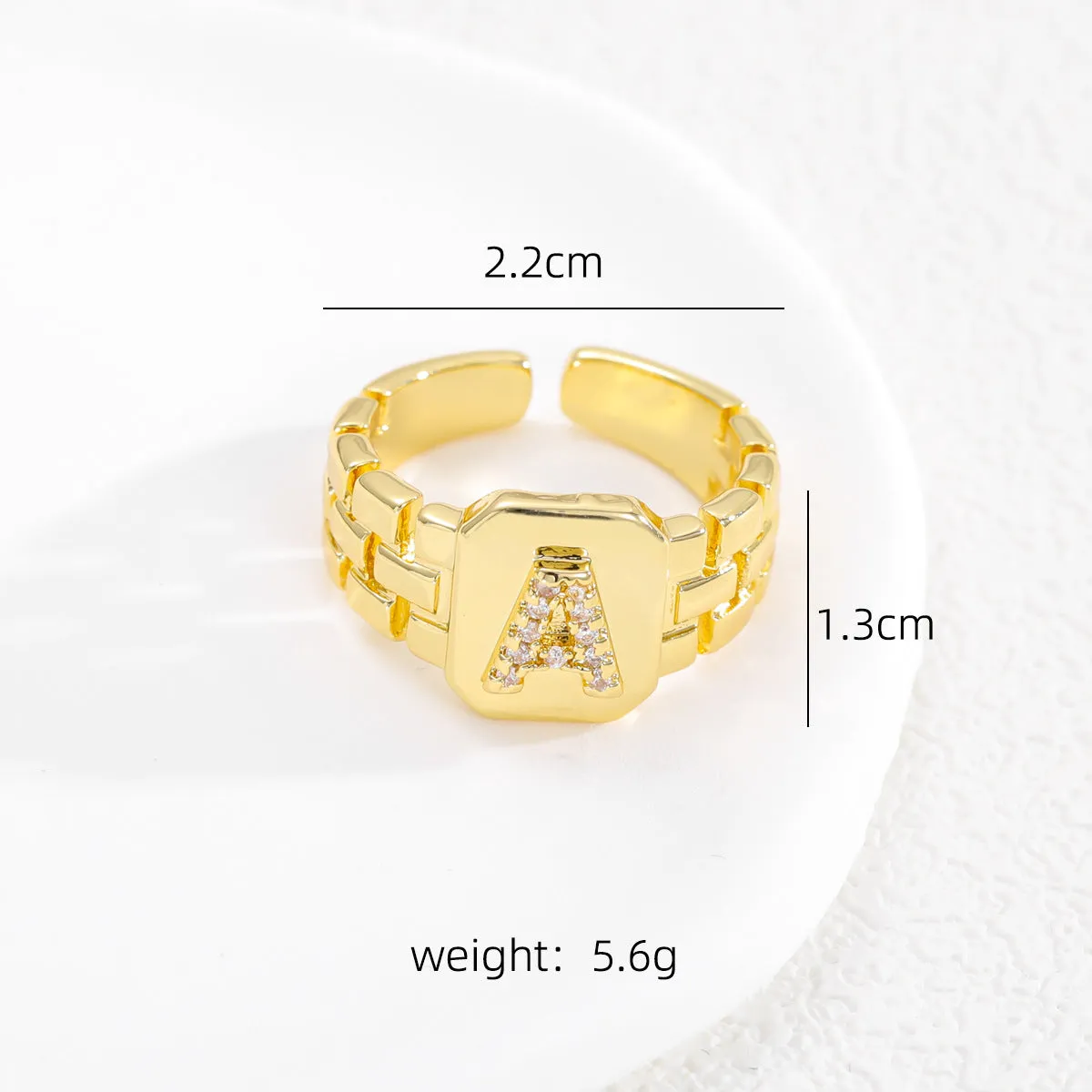 Pre Order:  Letter Series Strap Design Open Ring