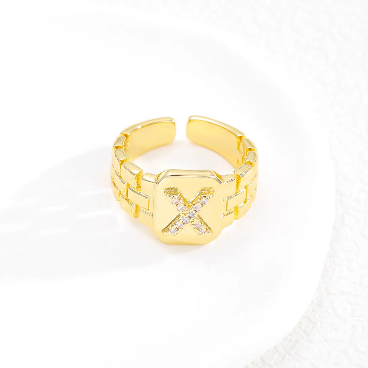 Pre Order:  Letter Series Strap Design Open Ring