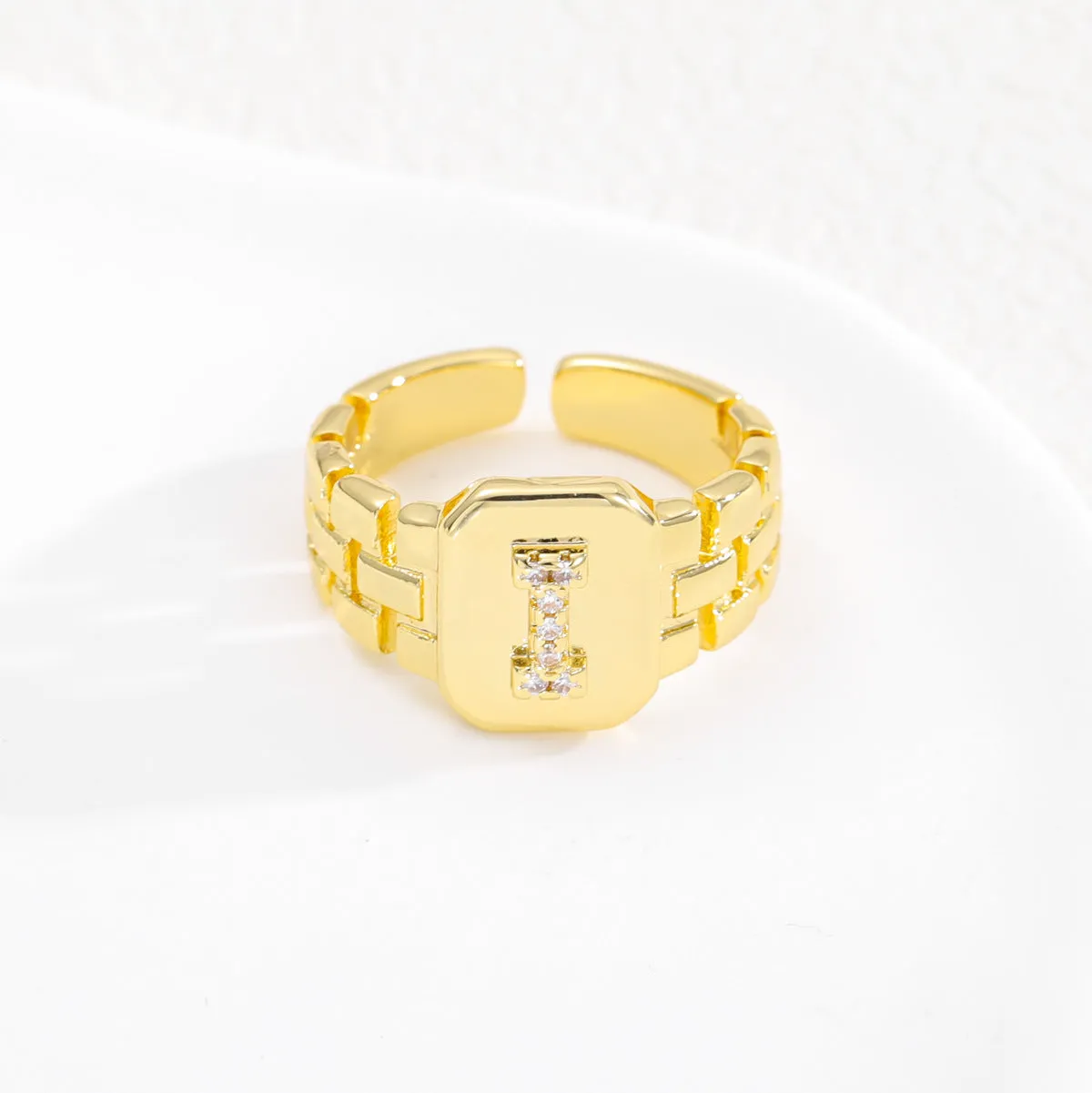 Pre Order:  Letter Series Strap Design Open Ring