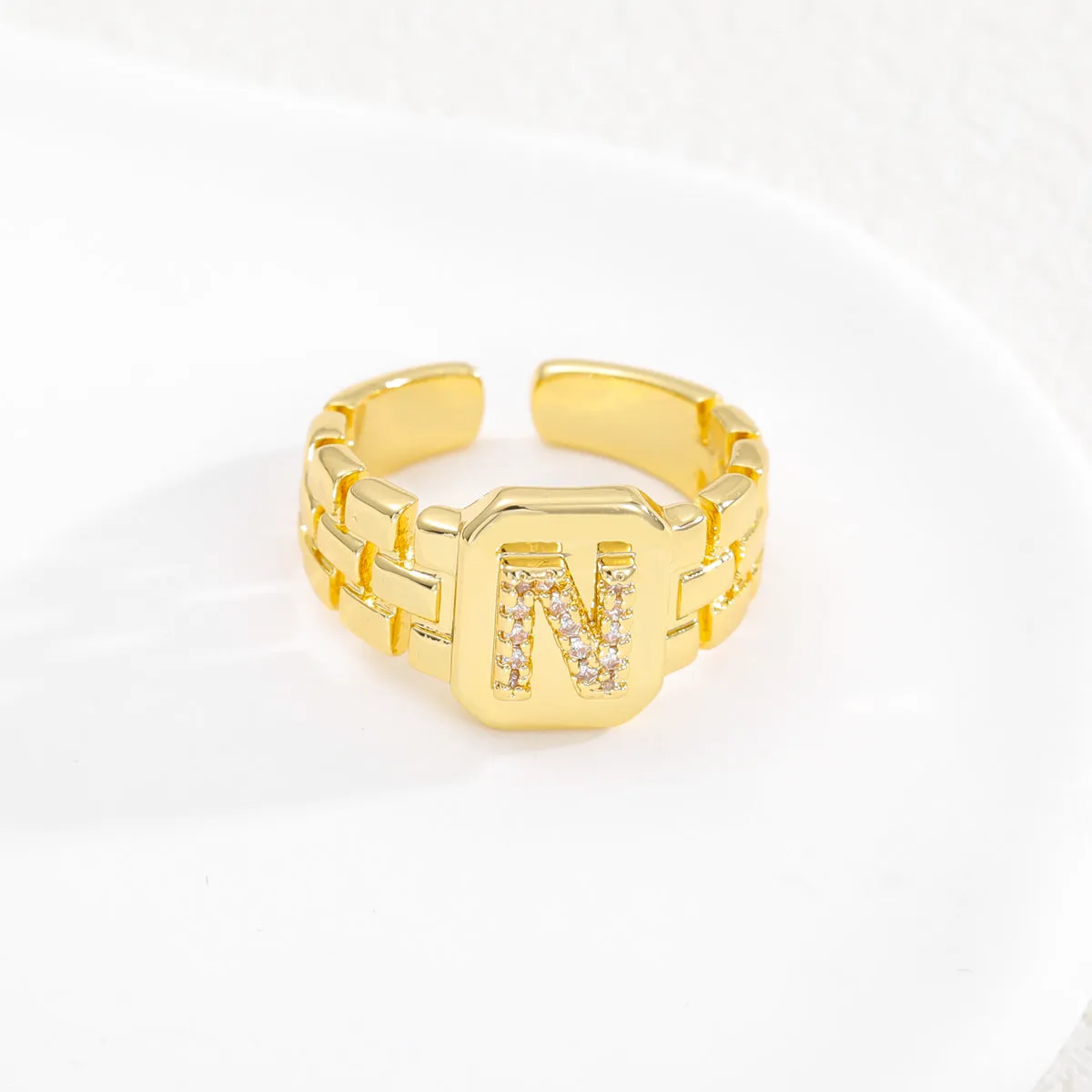 Pre Order:  Letter Series Strap Design Open Ring