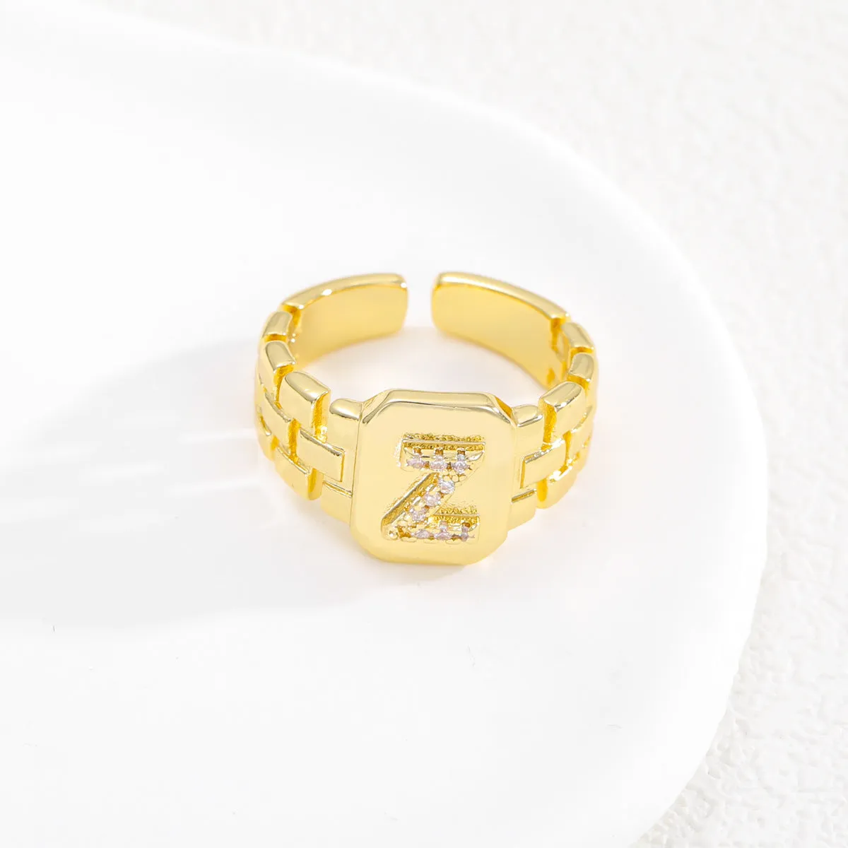 Pre Order:  Letter Series Strap Design Open Ring