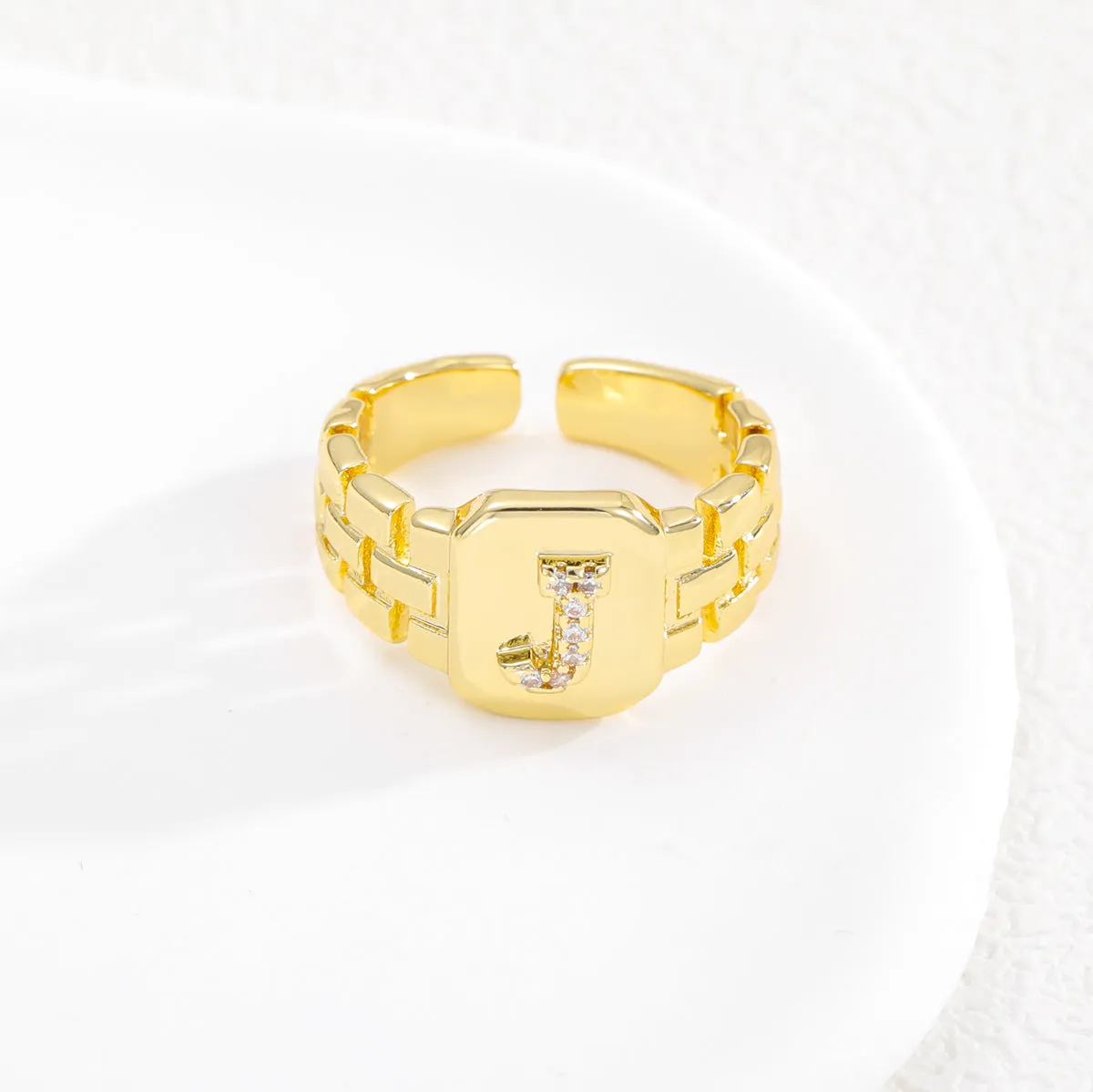 Pre Order:  Letter Series Strap Design Open Ring