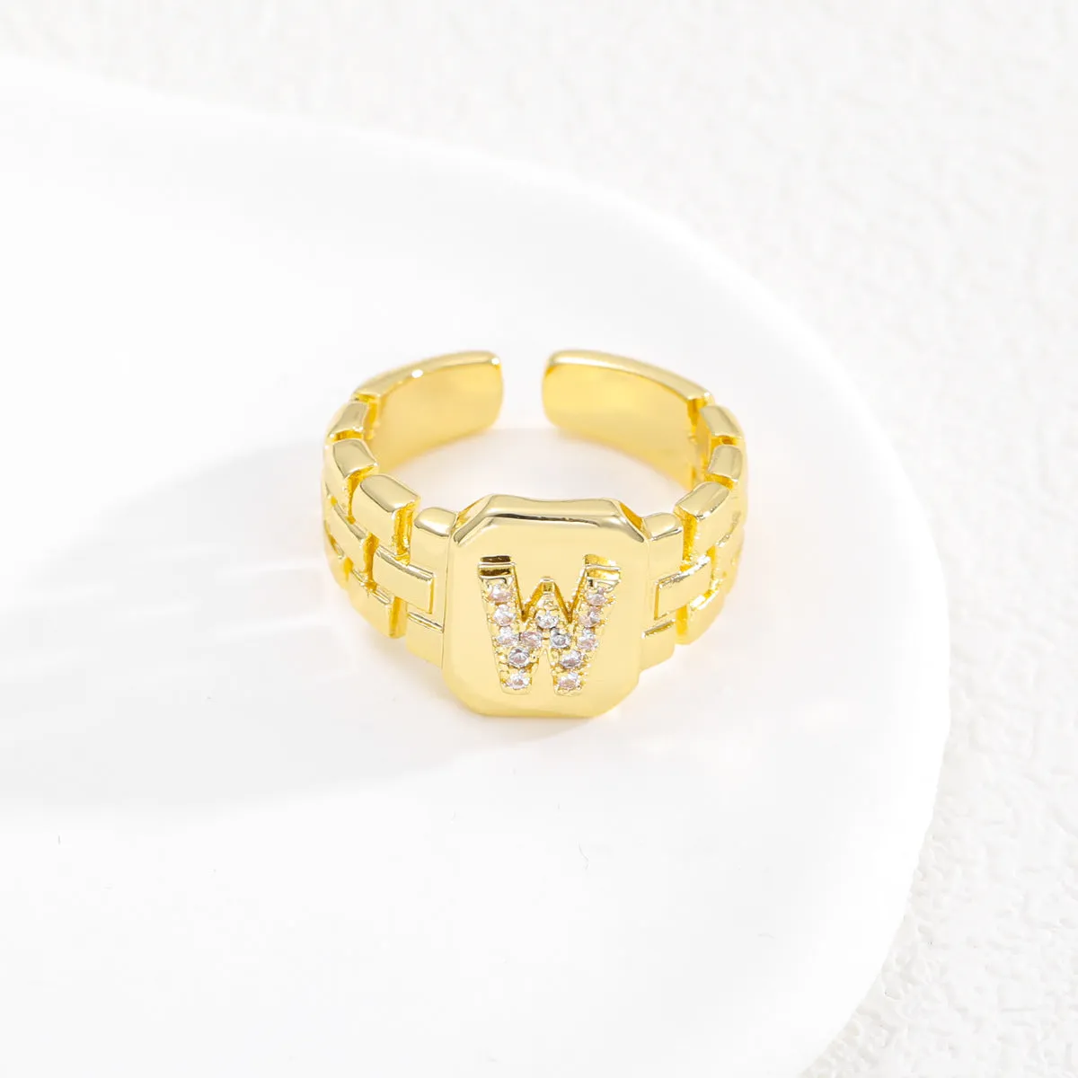 Pre Order:  Letter Series Strap Design Open Ring