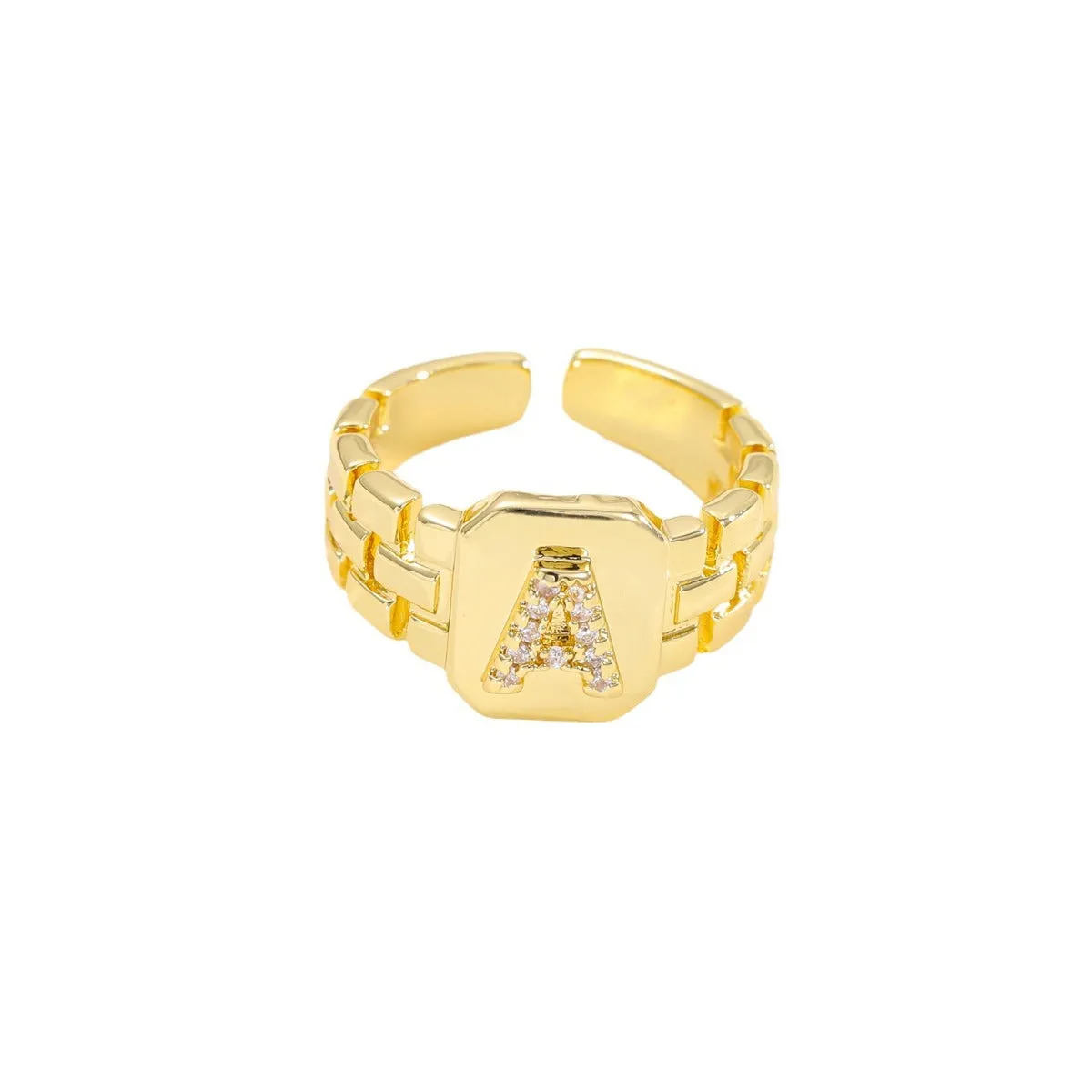 Pre Order:  Letter Series Strap Design Open Ring