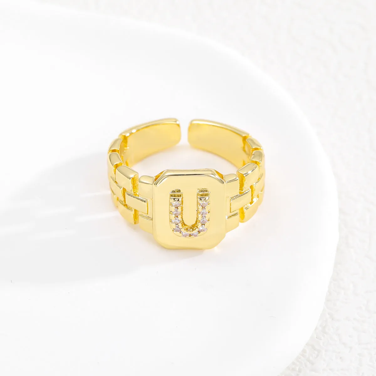 Pre Order:  Letter Series Strap Design Open Ring