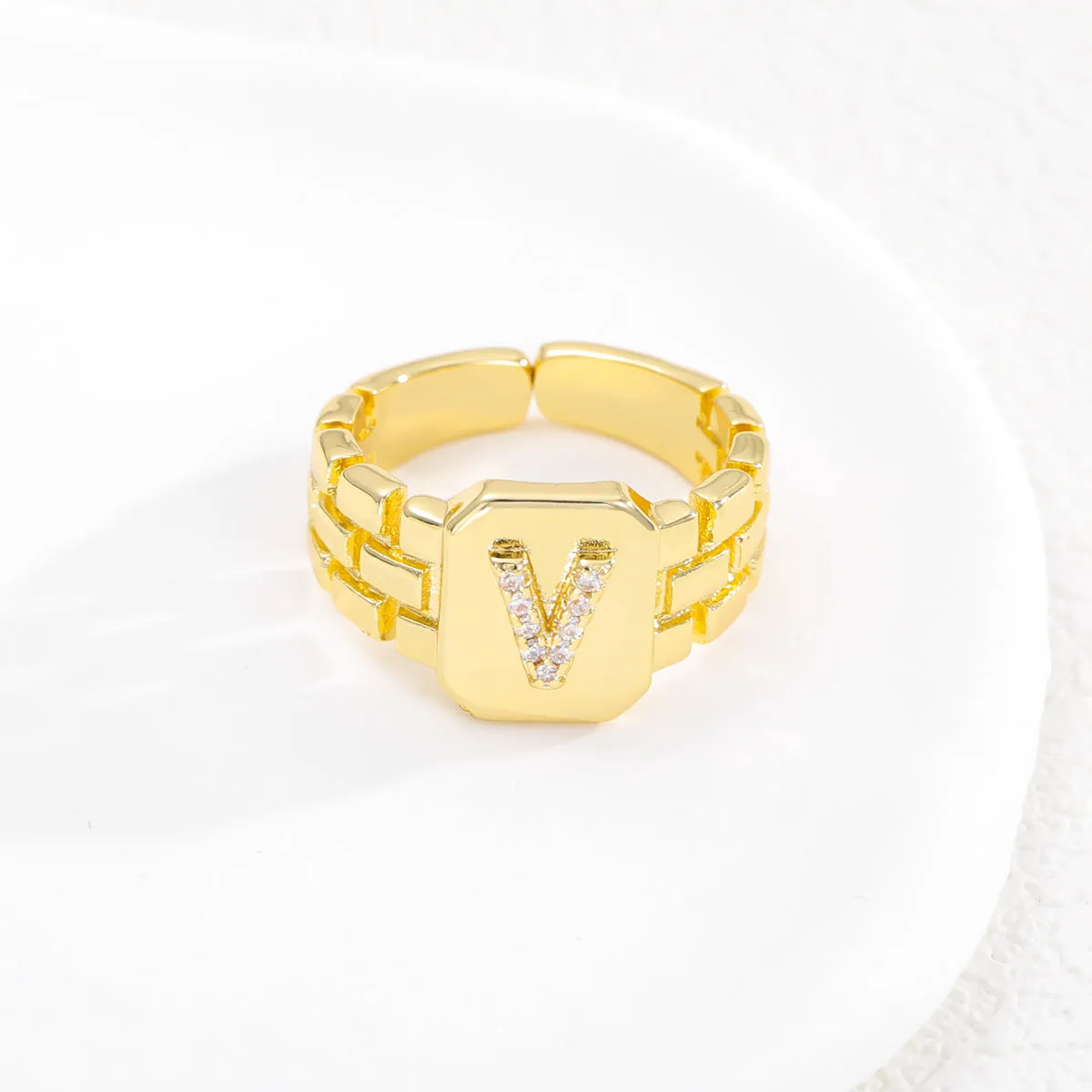 Pre Order:  Letter Series Strap Design Open Ring